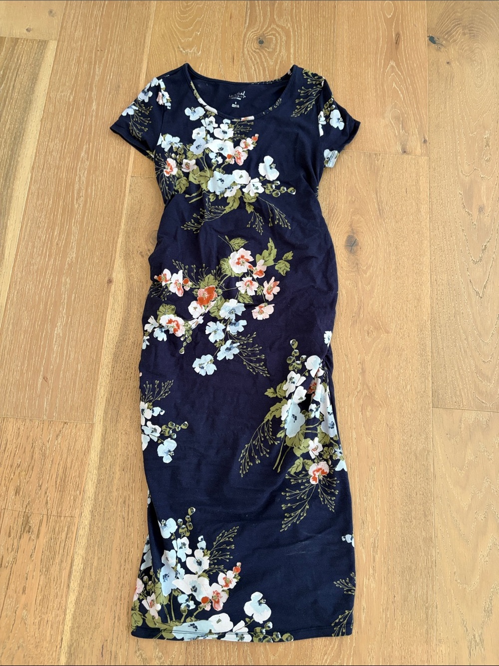 Isabel Maternity by Ingrid & Isabel Navy Floral Short-Sleeve Midi Dress